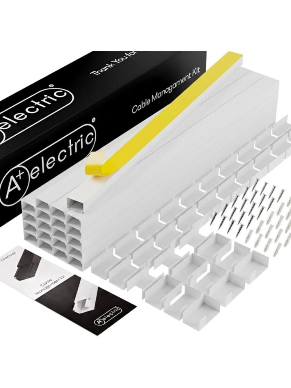 Self-Adhesive Cable Raceway Kit, 26ft Wire Hider for TV & Speaker Cables